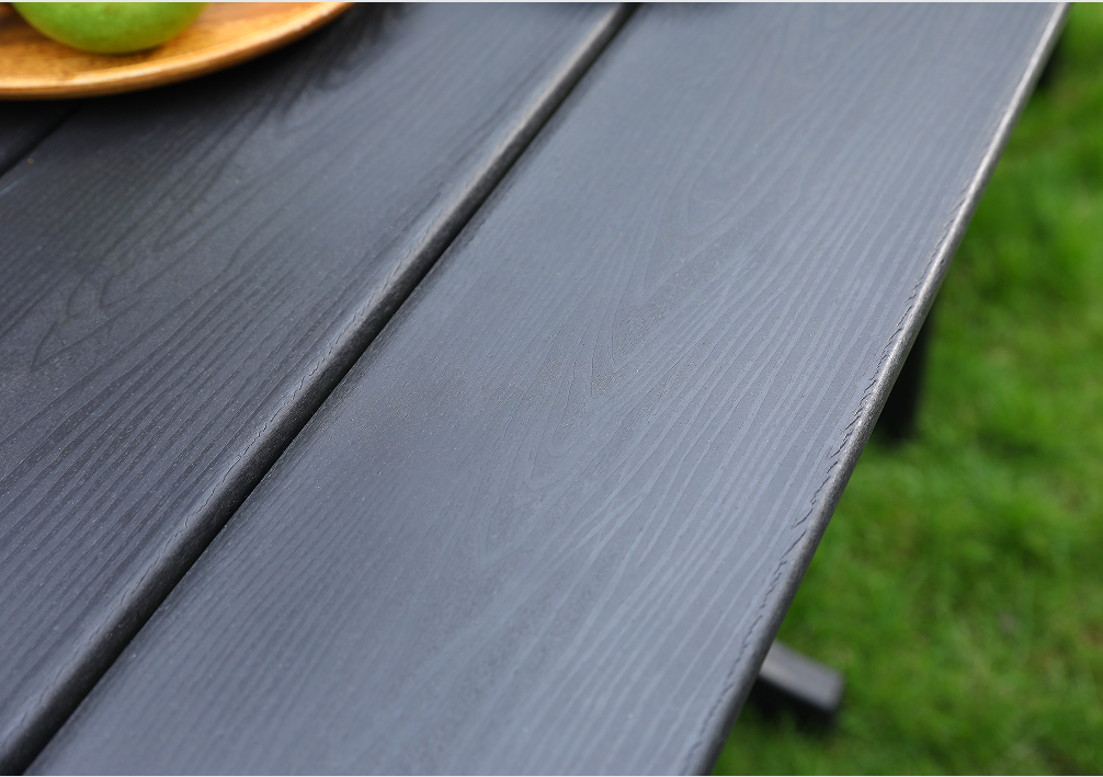 ブラック HDPE 垂直背もたれ付きアウトドア ダイニング 4 点セット