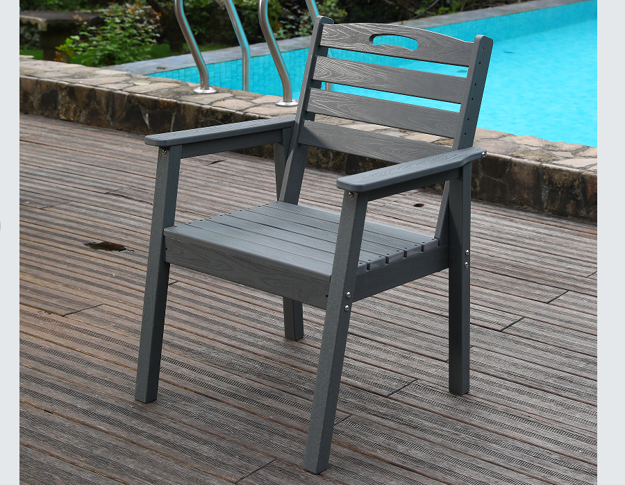 スレートグレー シングルクロスバック HDPE ダイニングチェア