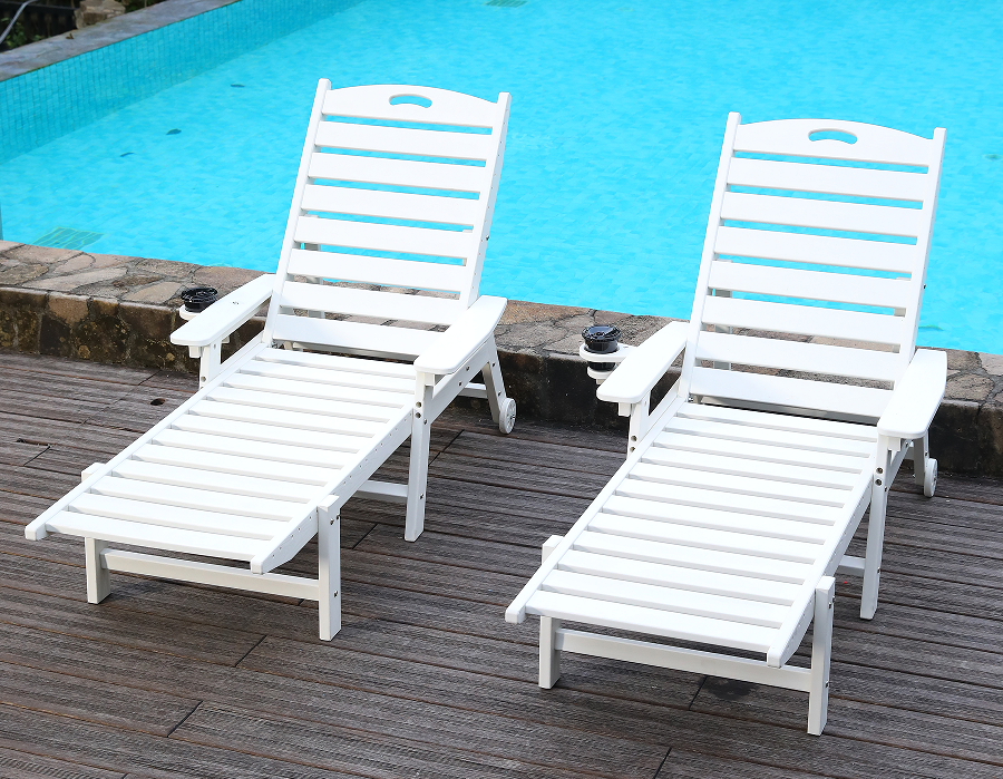 ピュア ホワイト 2 パック HDPE ミニマリスト Adirondack ラウンジ セット